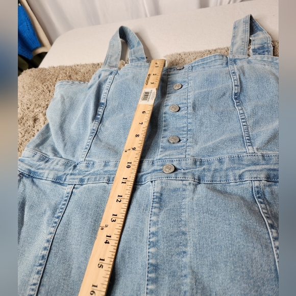 Ava & Viv Women's Denim Flare Jumpsuits Sleeveless Overalls - Picture 14 of 14